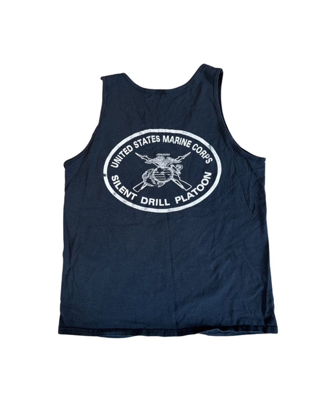 Vintage United States Marine Corps Navy Black Silent Drill Platoon Tank Top - S